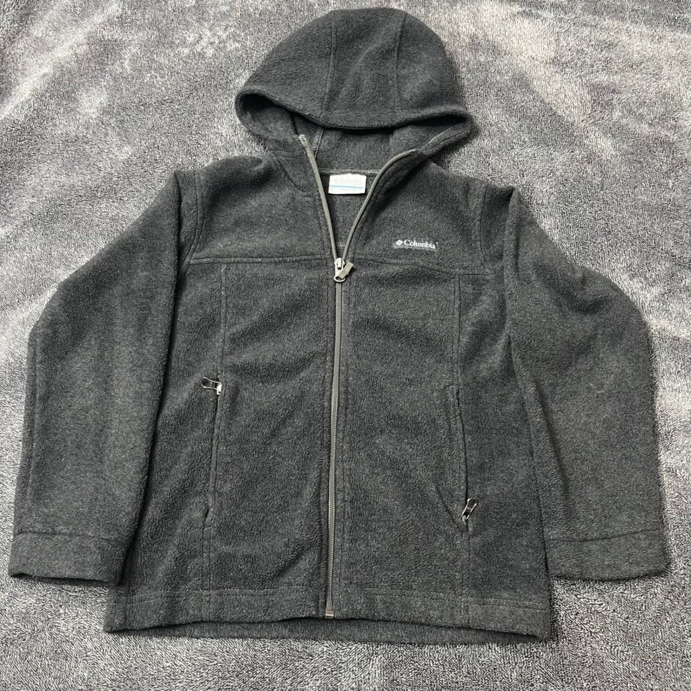 Columbia Kids Charcoal Gray Full Zip Fleece Hoodie Jacket Sz S 8 Outdoor Layer